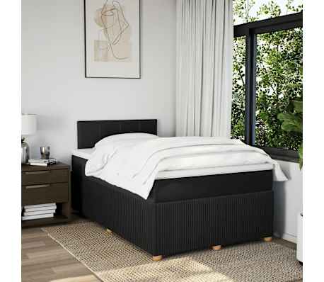 vidaXL Pat box spring cu saltea, negru, 120x200 cm, textil