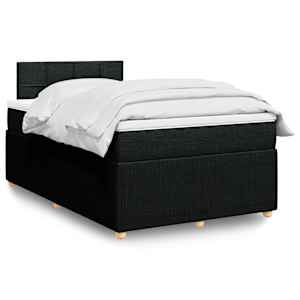 Box spring postelja z vzmetnico črn 120x200 cm blago