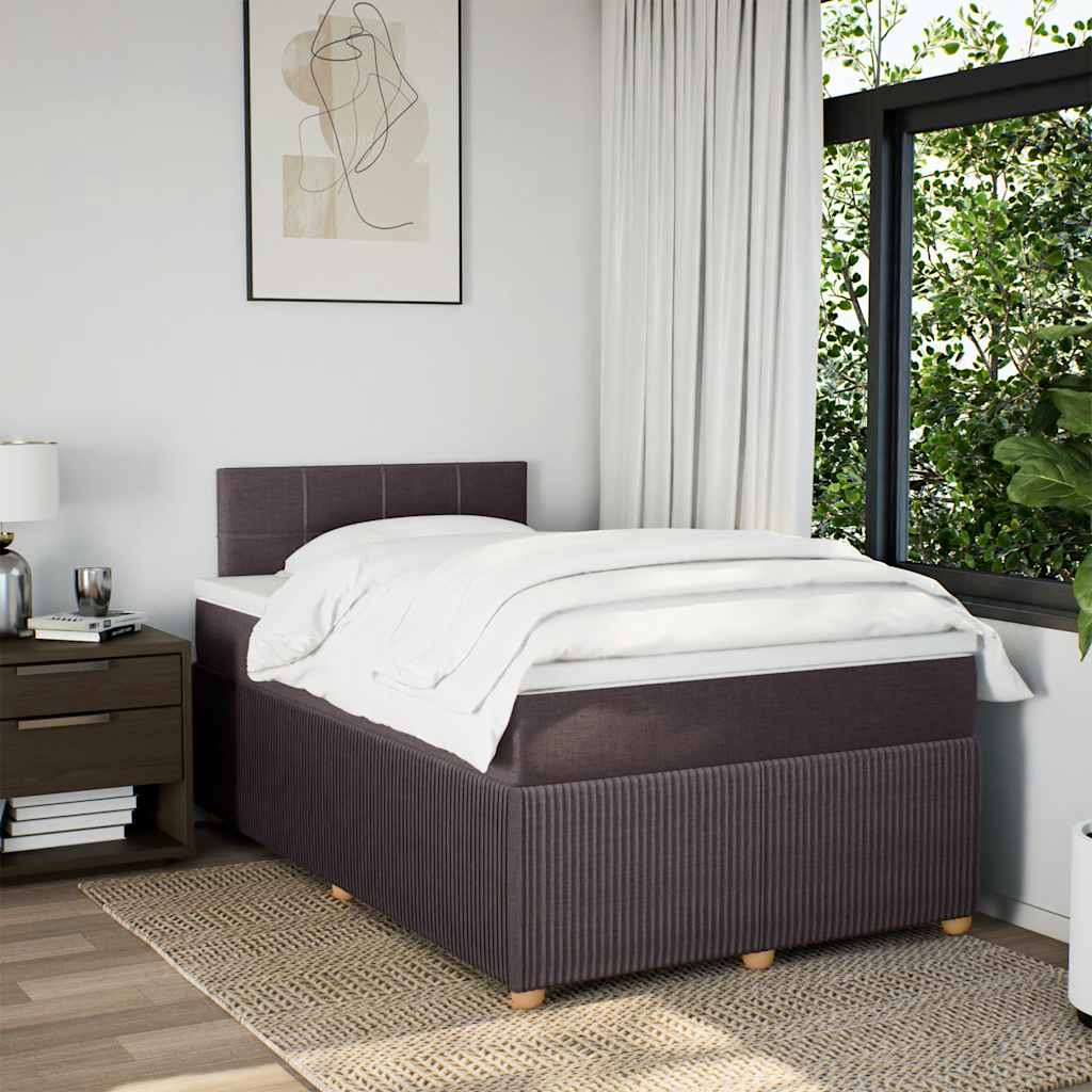 vidaXL Boxspring met matras stof donkerbruin 120x200 cm afbeelding