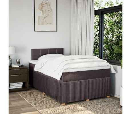 vidaXL Boxspring met matras stof donkerbruin 120x200 cm