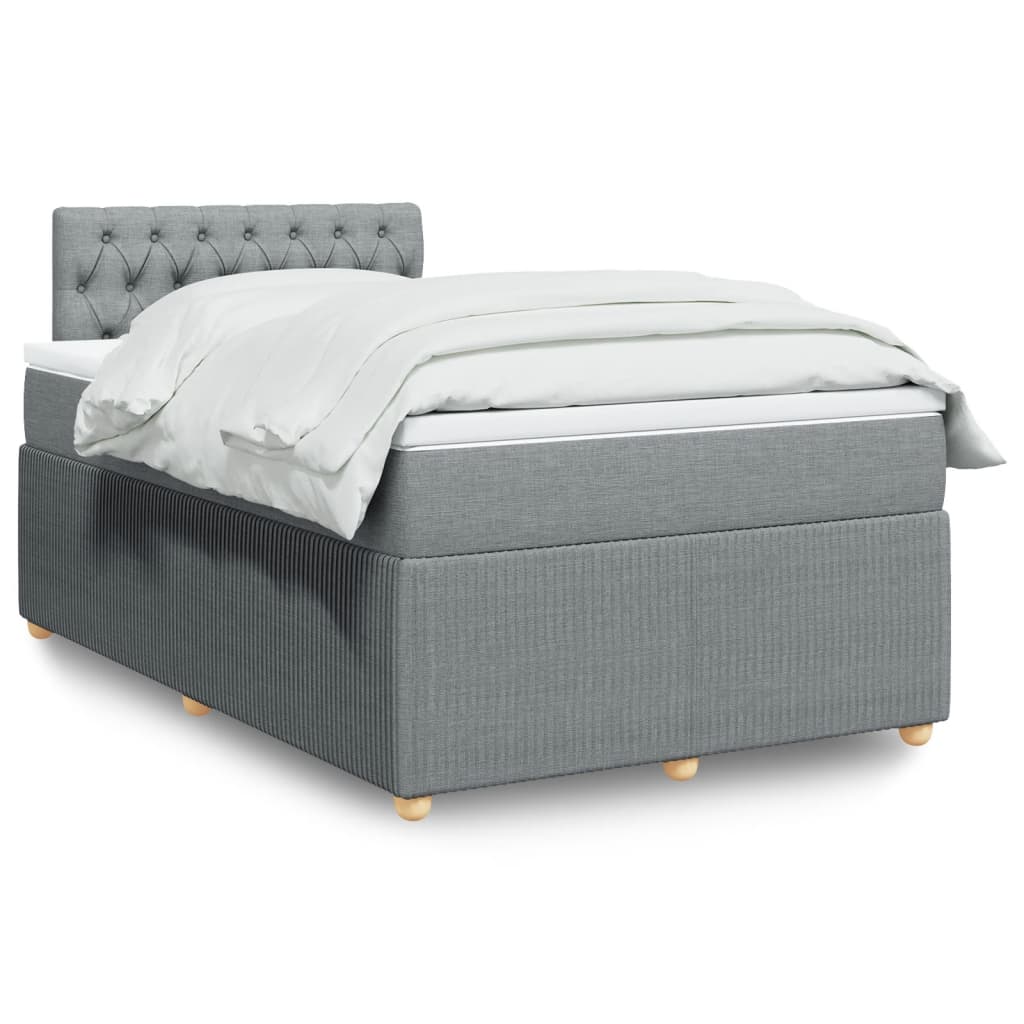 Boxspringbett mit Matratze Hellgrau 120×200 cm Stoff