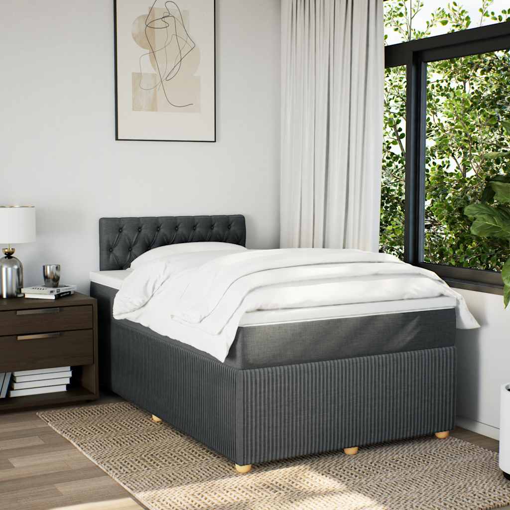 vidaXL Boxspring met matras stof donkergrijs 120x200 cm afbeelding