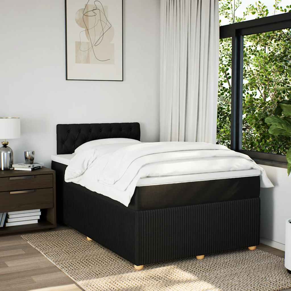 vidaXL Boxspring met matras stof zwart 120x200 cm afbeelding