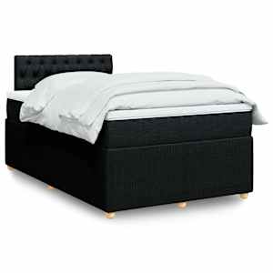 Box spring postelja z vzmetnico črn 120x200 cm blago