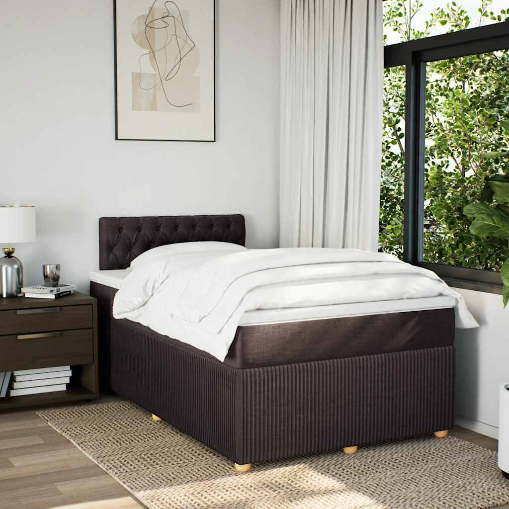 vidaXL Boxspring met matras stof donkerbruin 120x200 cm bruin, foto 2