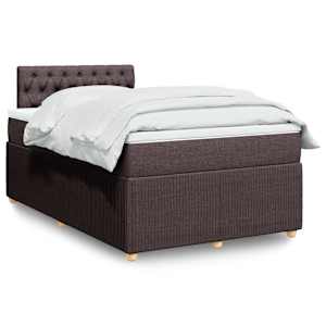 Box spring postelja z vzmetnico temno rjav 120x200 cm blago