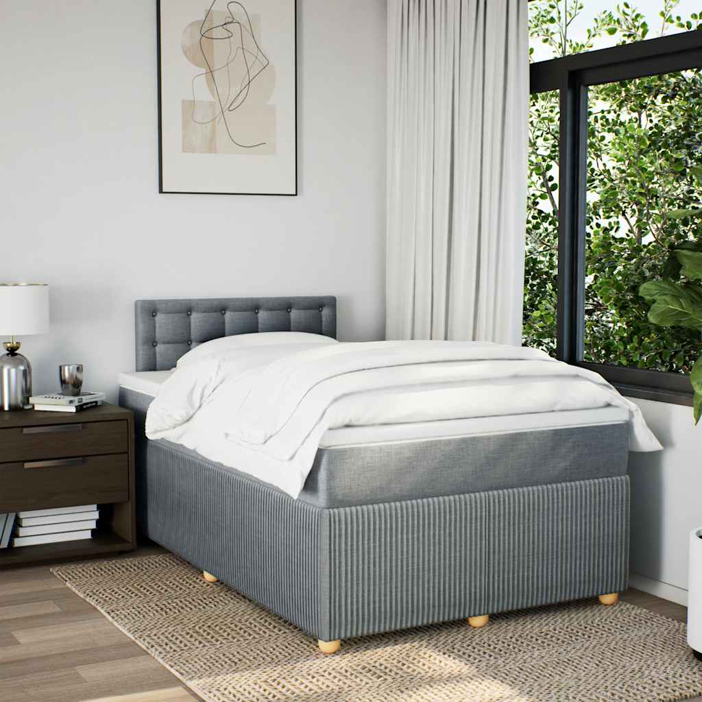 vidaXL Boxspring met matras stof lichtgrijs 120x200 cm grijs, foto 2