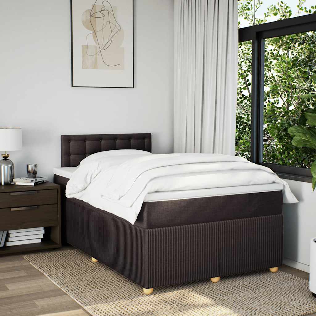 vidaXL Boxspring met matras stof donkerbruin 120x200 cm afbeelding