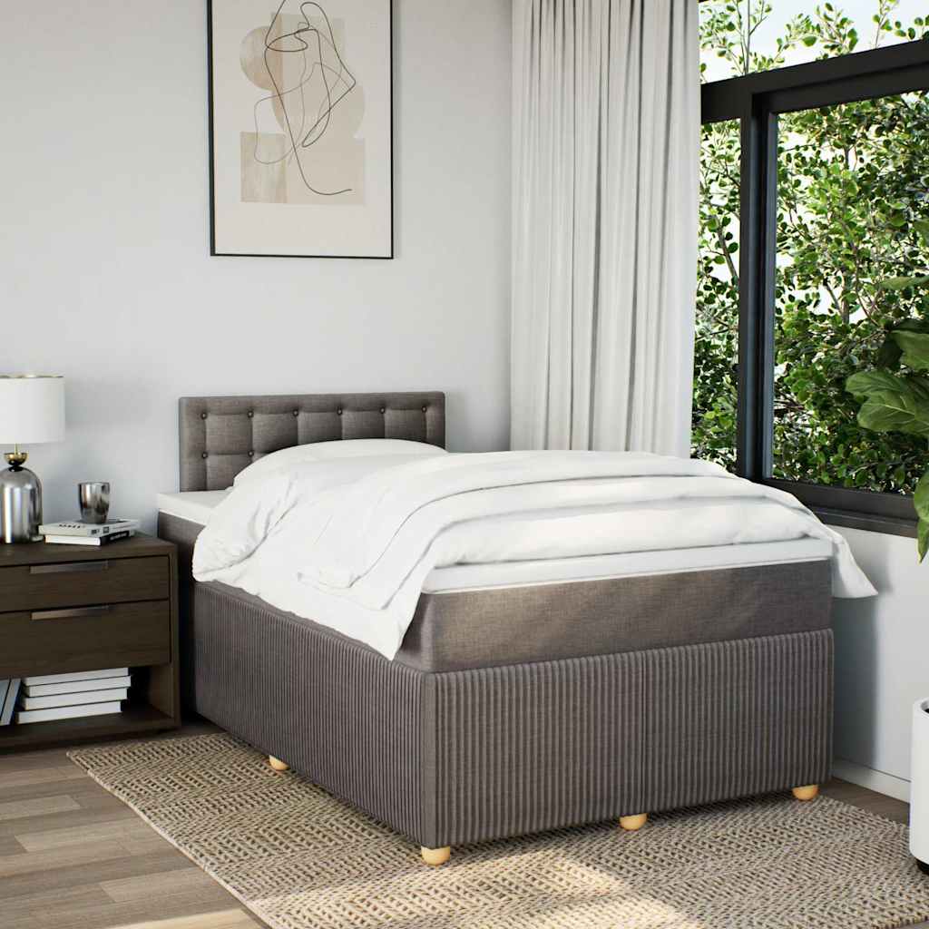 vidaXL Boxspring met matras stof taupe 120x200 cm afbeelding