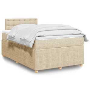 Box spring postelja z vzmetnico krem 120x200 cm blago