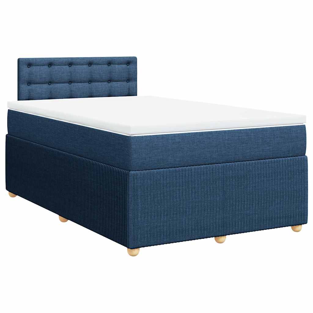 vidaXL Boxspring met matras stof blauw 120x200 cm, foto 3