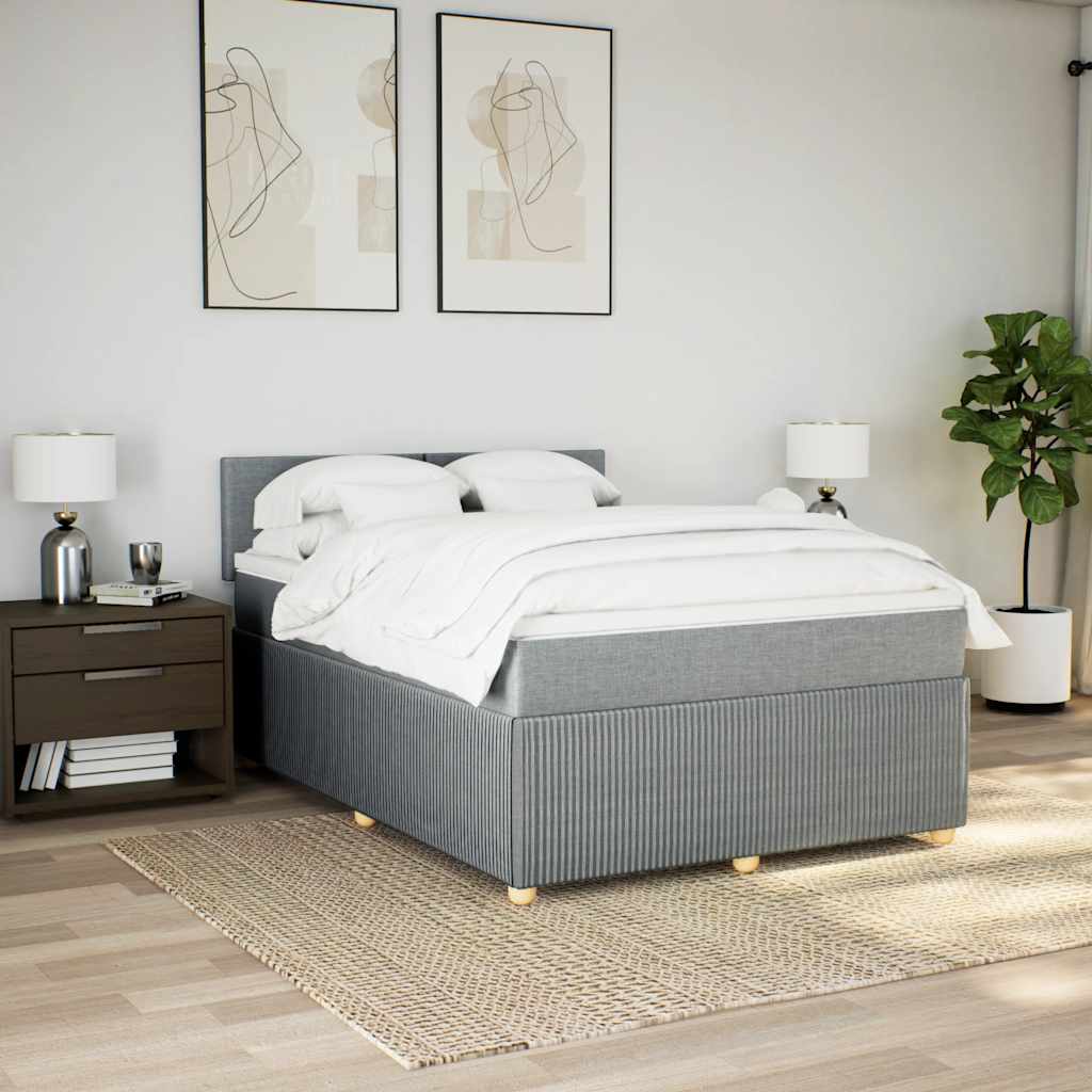 vidaXL Boxspring met matras stof lichtgrijs 140x190 cm afbeelding