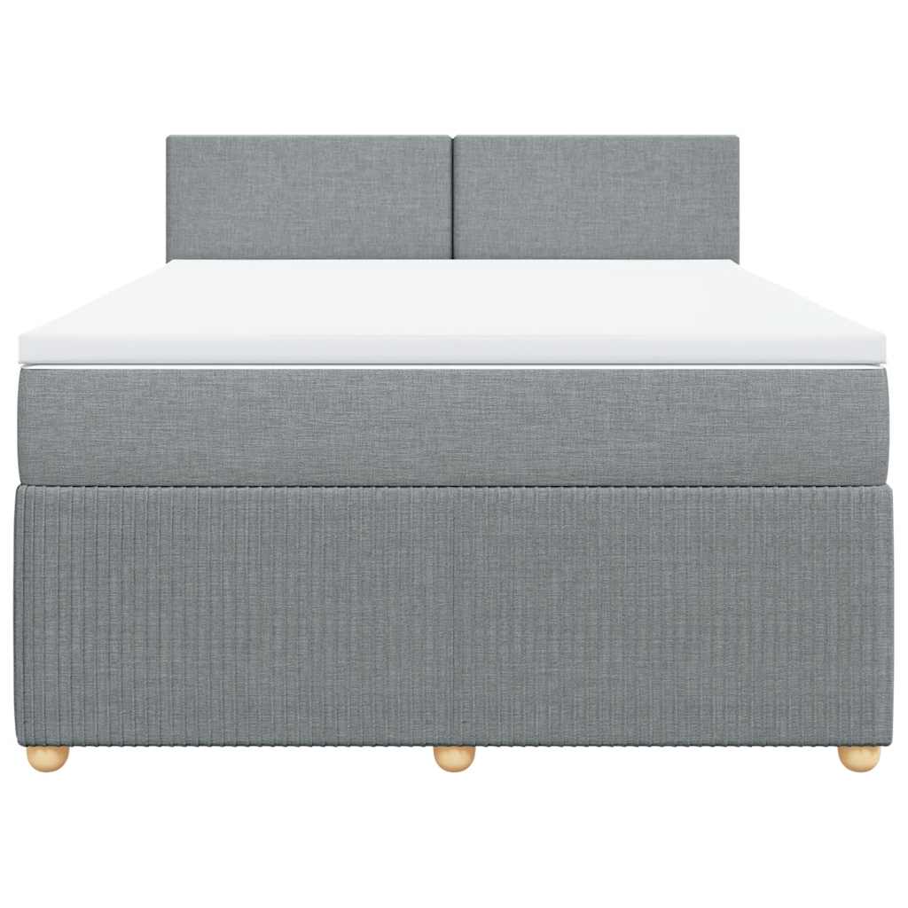 vidaXL Boxspring met matras stof lichtgrijs 140x190 cm grijs, foto 4