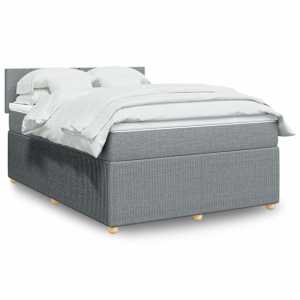 Box spring postel s matrací světle šedá 140 x 190 cm textil - obrázek 1
