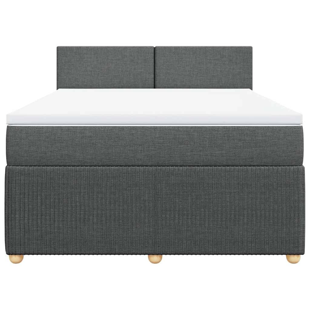 vidaXL Boxspring met matras stof donkergrijs 140x190 cm grijs, foto 4
