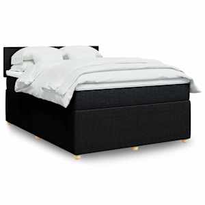 Box spring posteljni z vzmetnico črn 140x190 cm blago