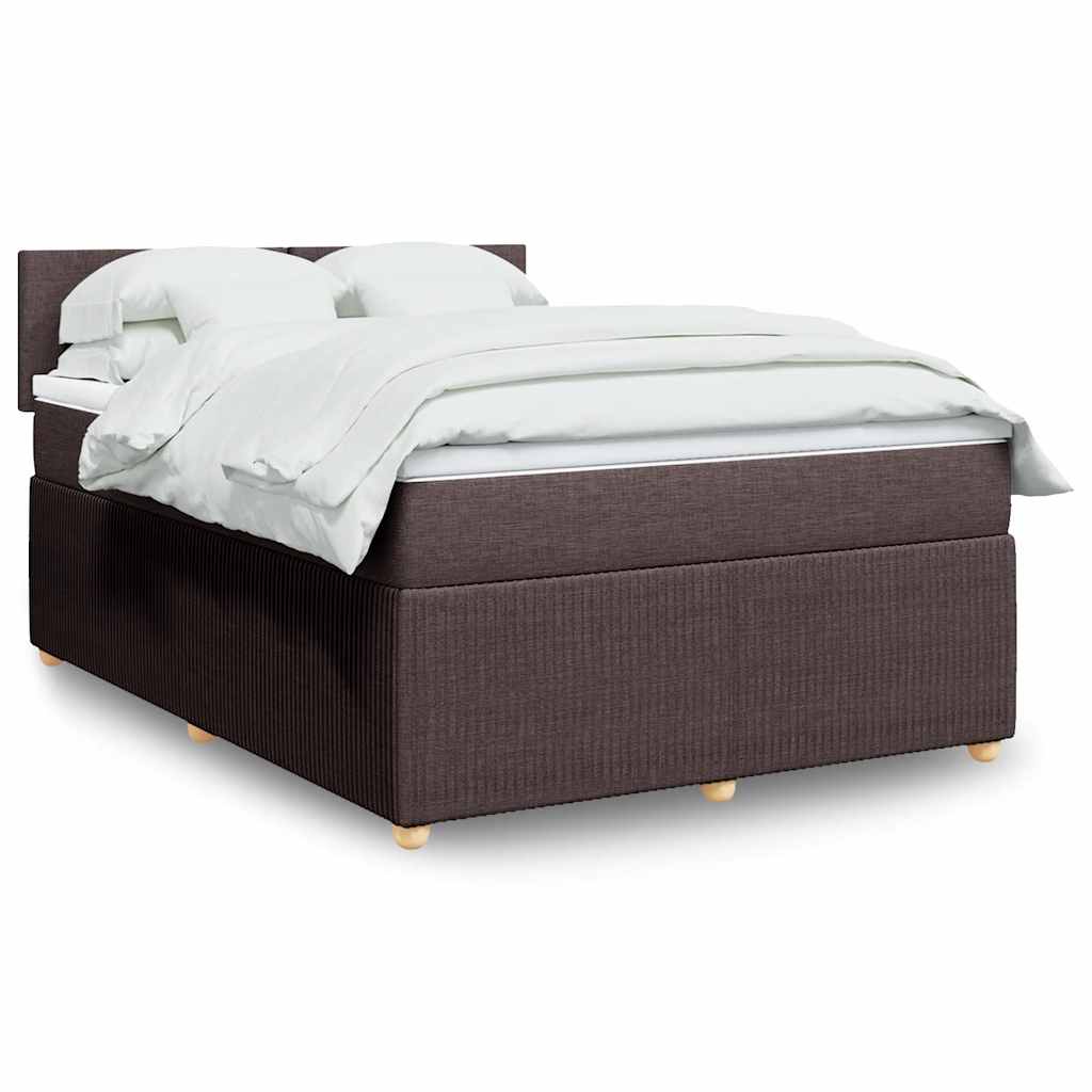 vidaXL Boxspringbett mit Matratze Dunkelbraun 140x190 cm Stoff