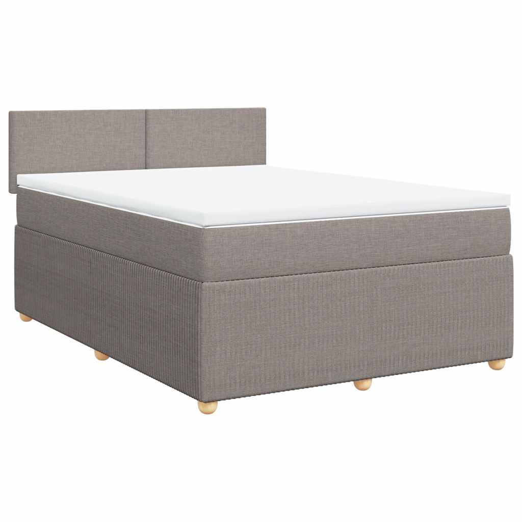 vidaXL Boxspring met matras stof taupe 140x190 cm, foto 3