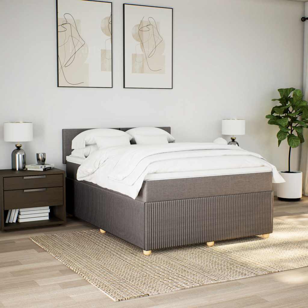 Thumbnail - vidaXL Boxspringbett mit Matratze Taupe 140x190 cm Stoff