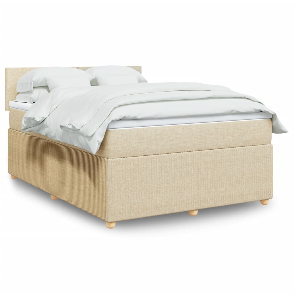 Boxspringbett mit Matratze Creme 140×190 cm Stoff