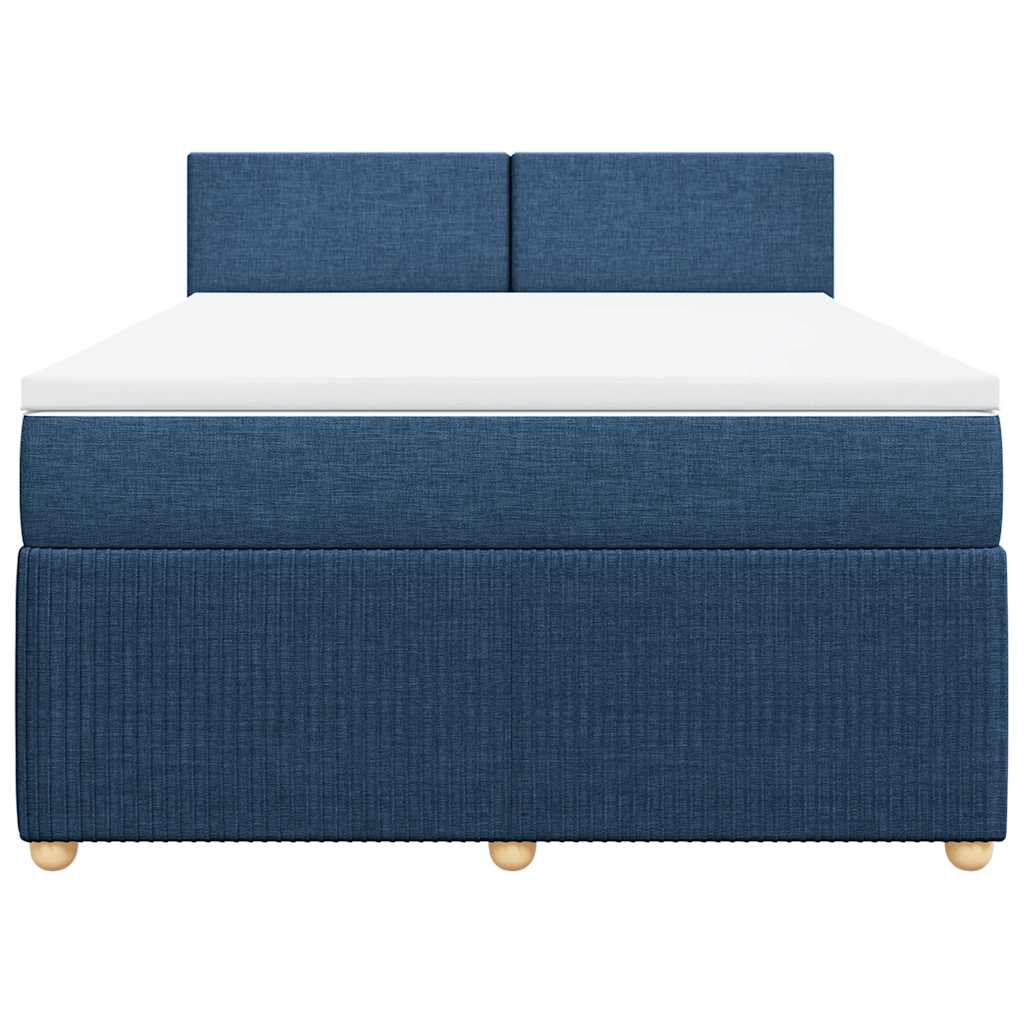 vidaXL Boxspring met matras stof blauw 140x190 cm, foto 4