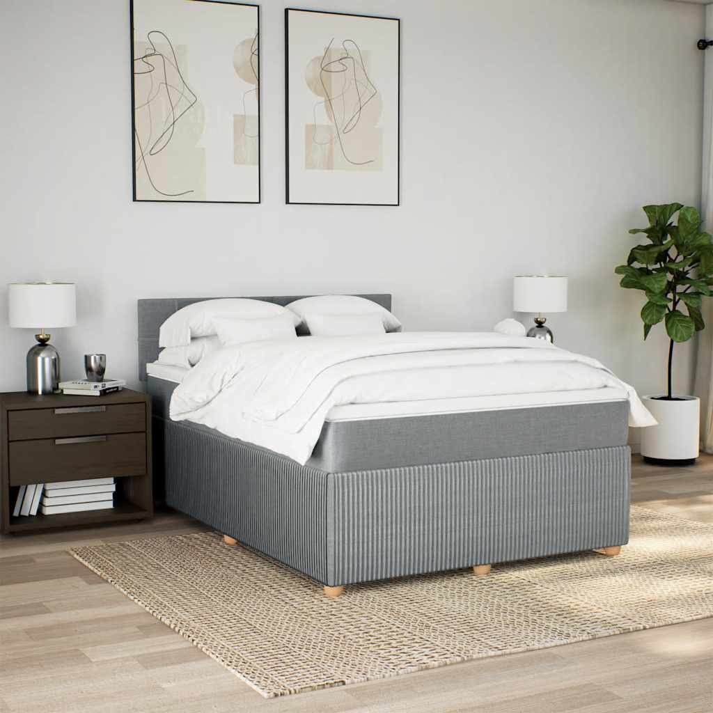 Thumbnail - vidaXL Boxspringbett mit Matratze Hellgrau 140x190 cm Stoff