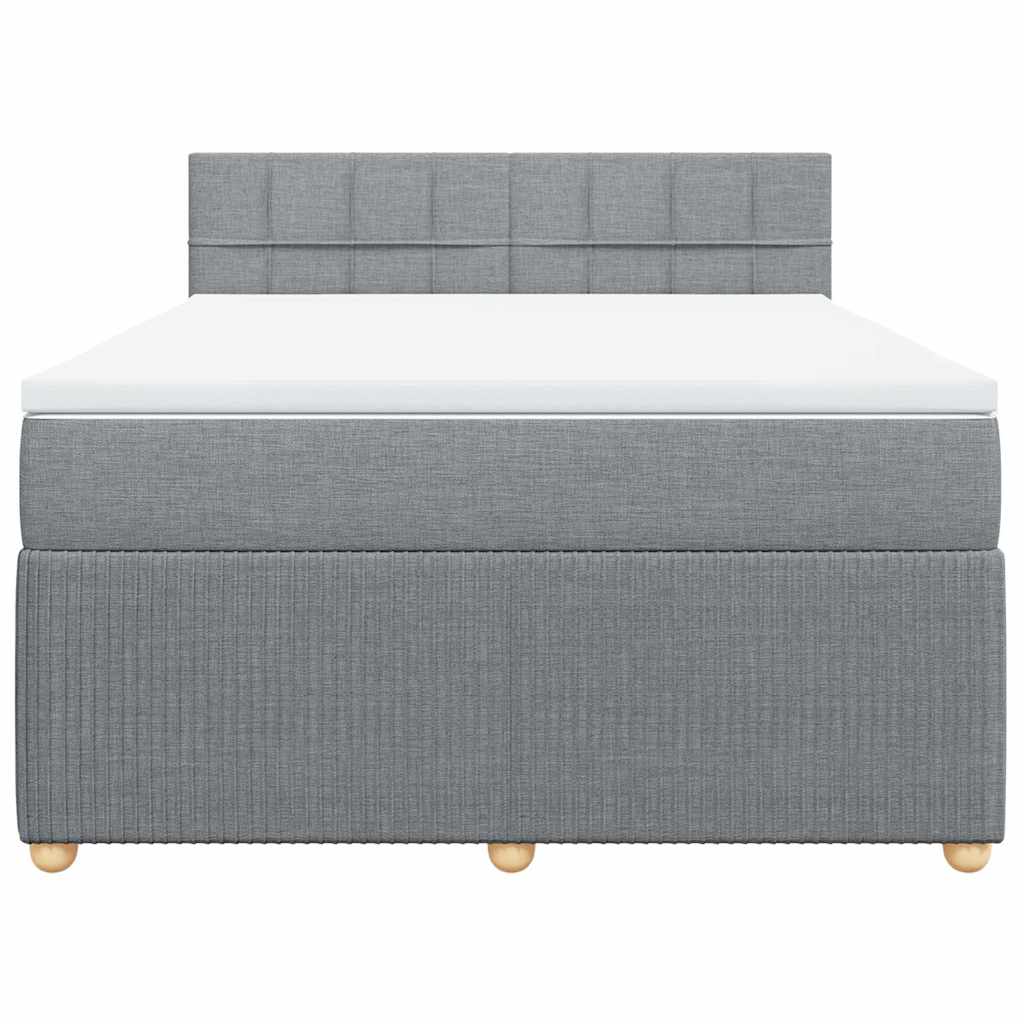 vidaXL Boxspring met matras stof lichtgrijs 140x190 cm grijs, foto 4