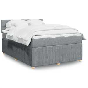 Box spring postel s matrací světle šedá 140 x 190 cm textil - obrázek 1