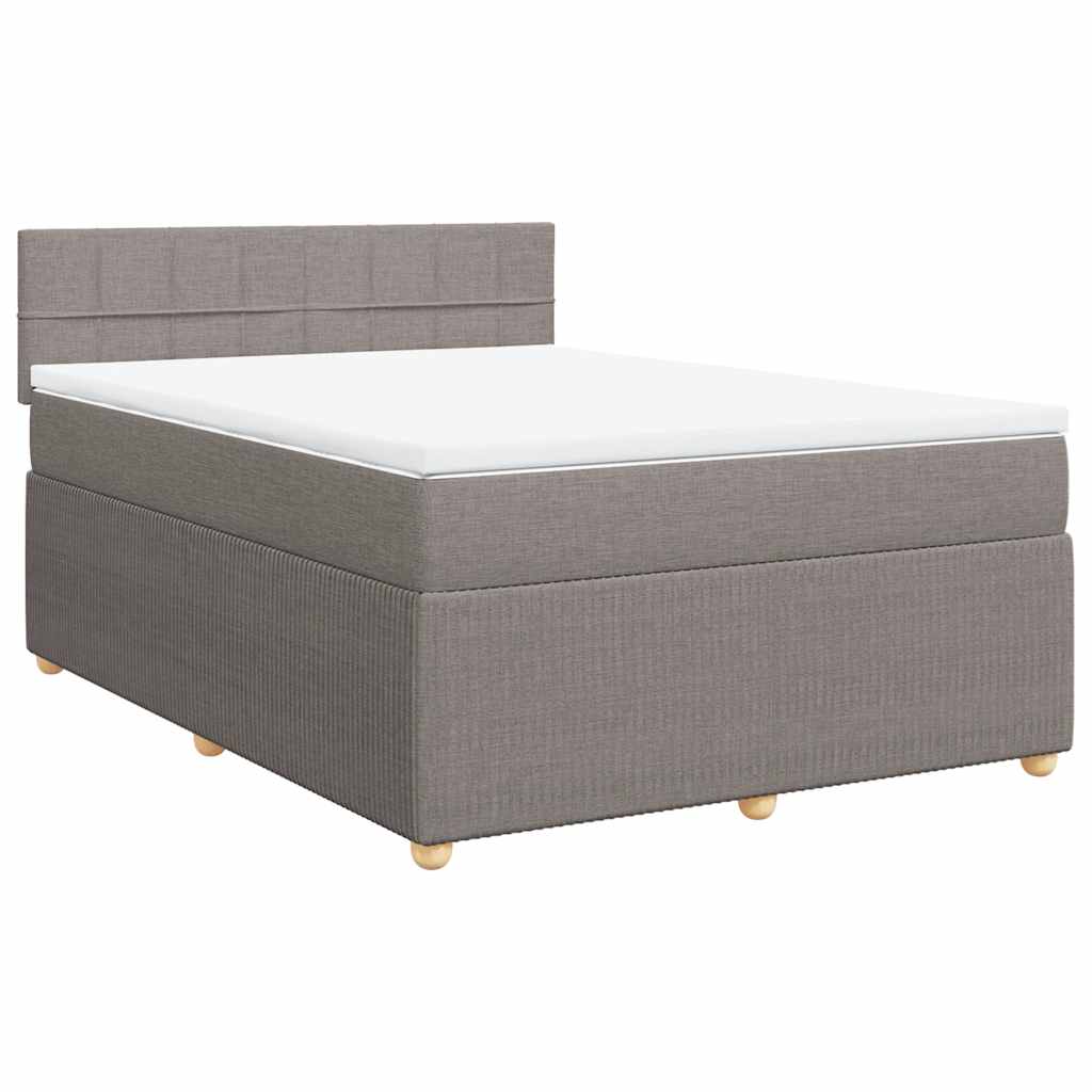 vidaXL Boxspring met matras stof taupe 140x190 cm, foto 3