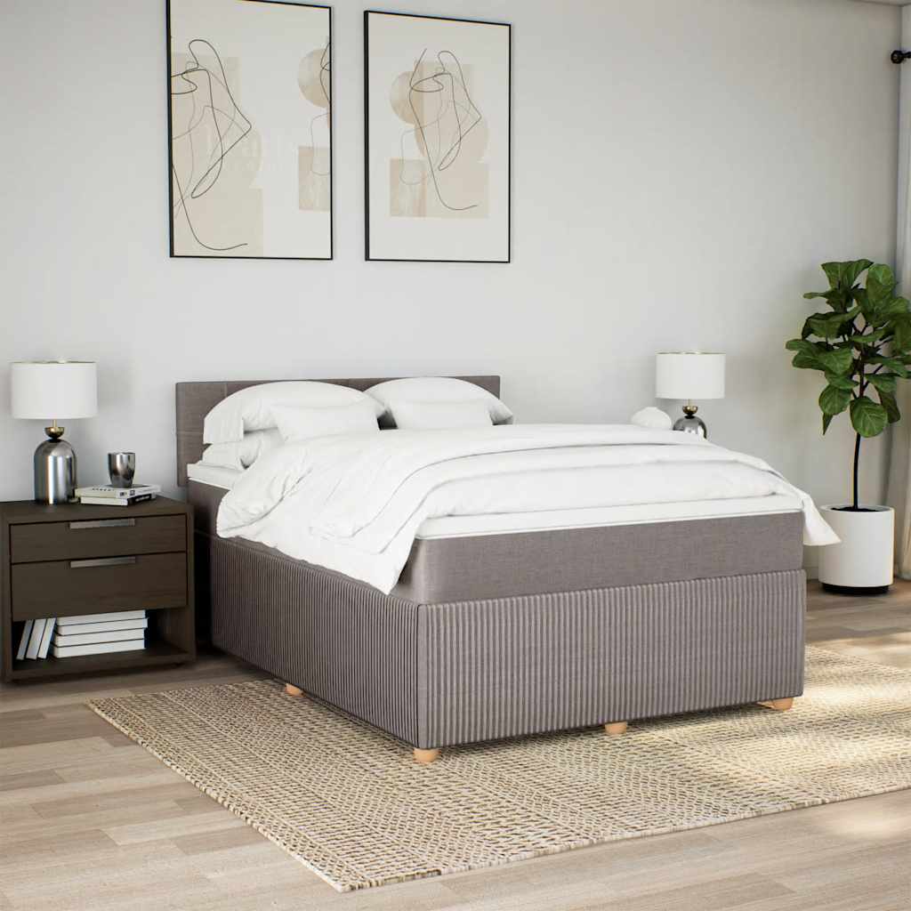 vidaXL Boxspring met matras stof taupe 140x190 cm, foto 2
