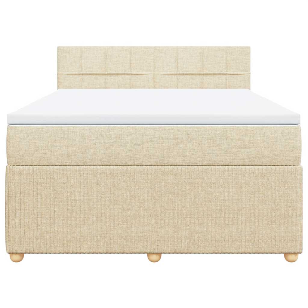 vidaXL Boxspring met matras stof crèmekleurig 140x190 cm, foto 4
