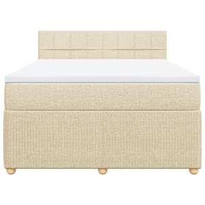 Box spring postel s matrací krémová 140x190 cm textil - obrázek 4