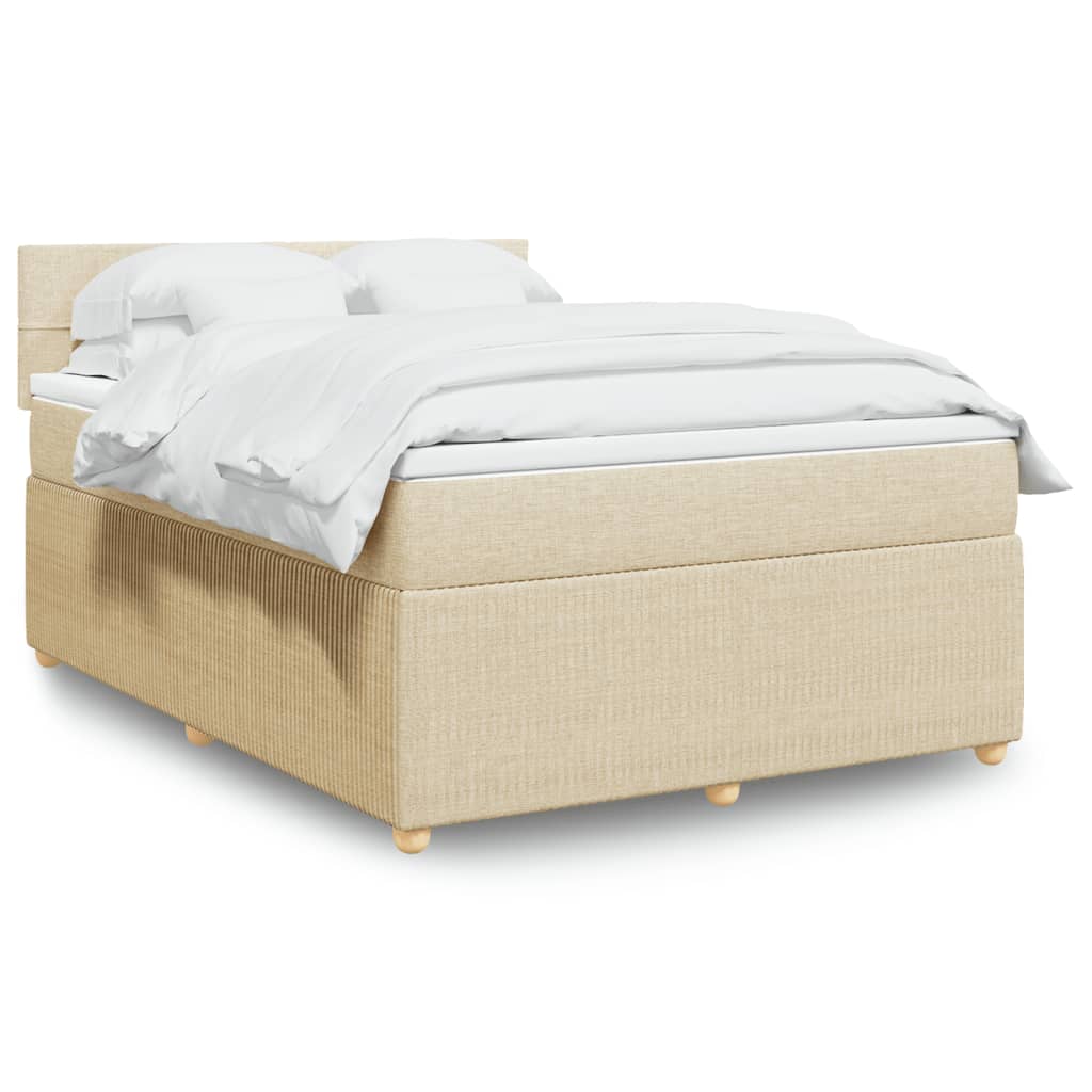 Boxspringbett mit Matratze Creme 140×190 cm Stoff