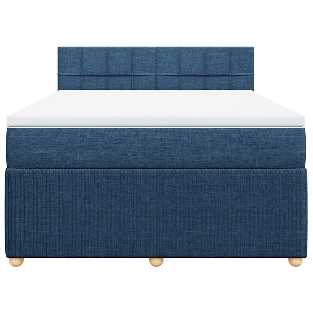 vidaXL Boxspring met matras stof blauw 140x190 cm, foto 4