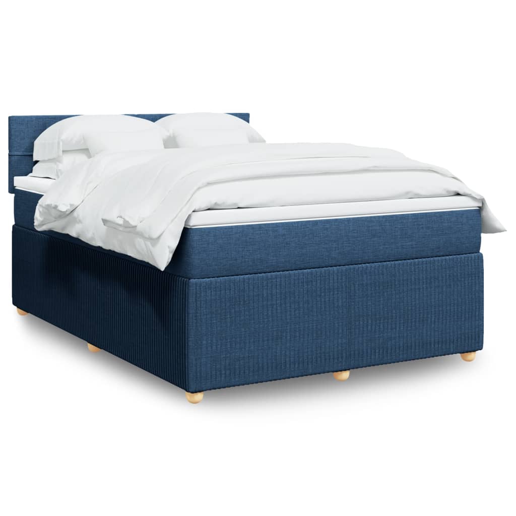 Boxspringbett mit Matratze Blau 140×190 cm Stoff