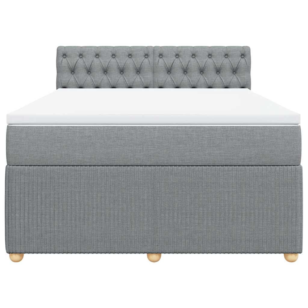 vidaXL Boxspring met matras stof lichtgrijs 140x190 cm grijs, foto 4