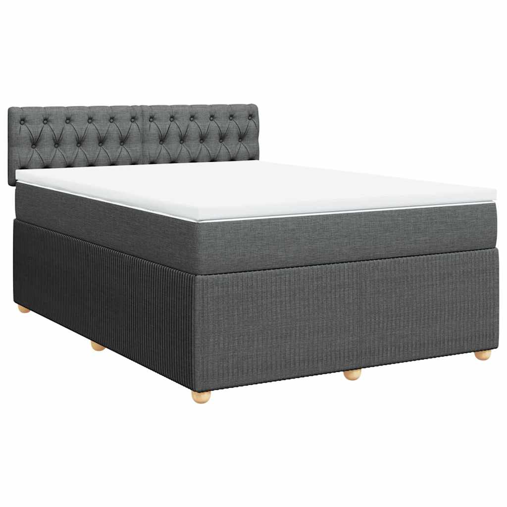 vidaXL Box spring postel s matrací tmavě šedý 140 x 190 cm textil