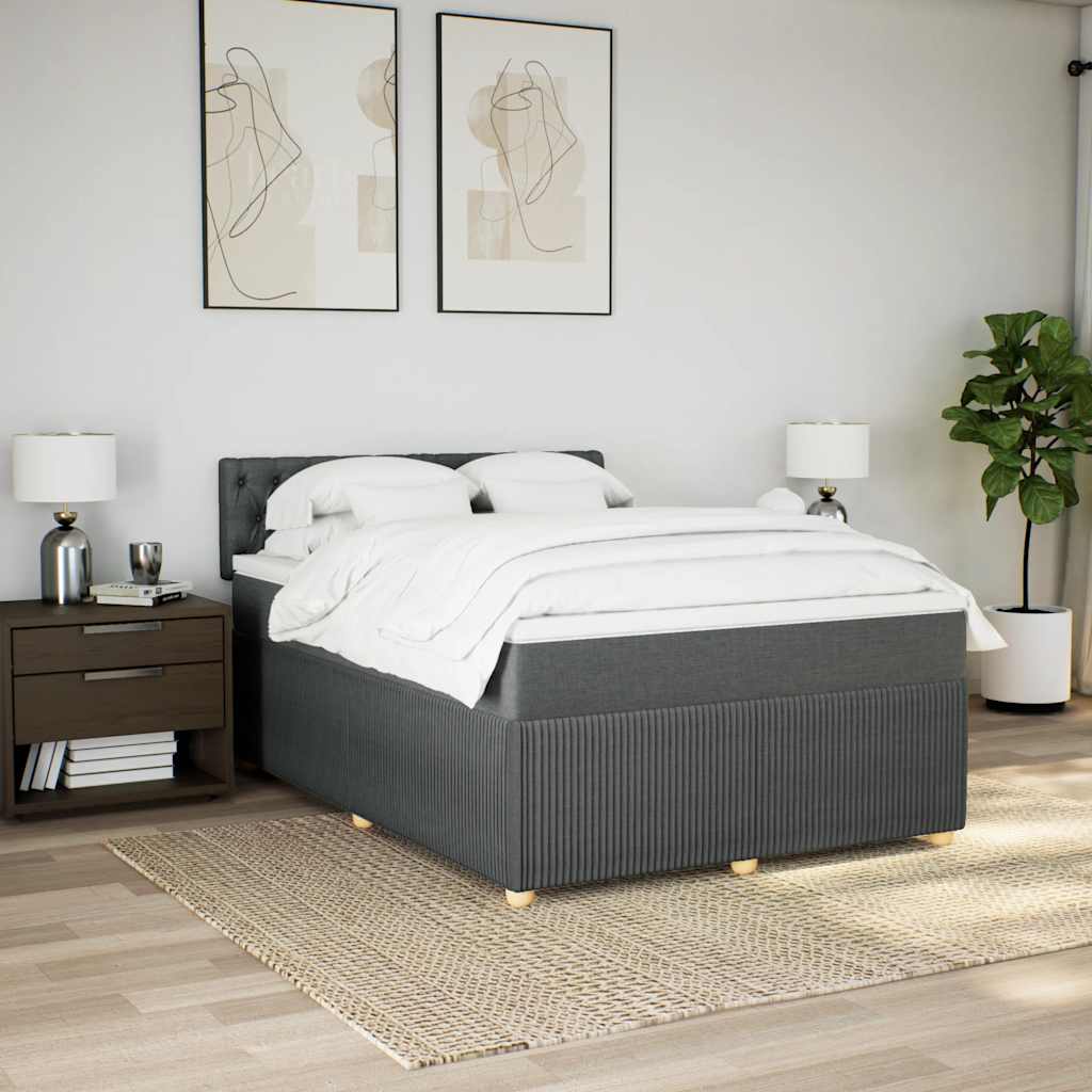 vidaXL Boxspring met matras stof donkergrijs 140x190 cm afbeelding