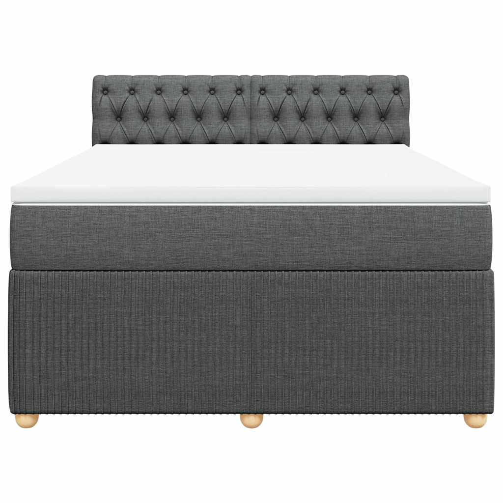 vidaXL Boxspring met matras stof donkergrijs 140x190 cm grijs, foto 4