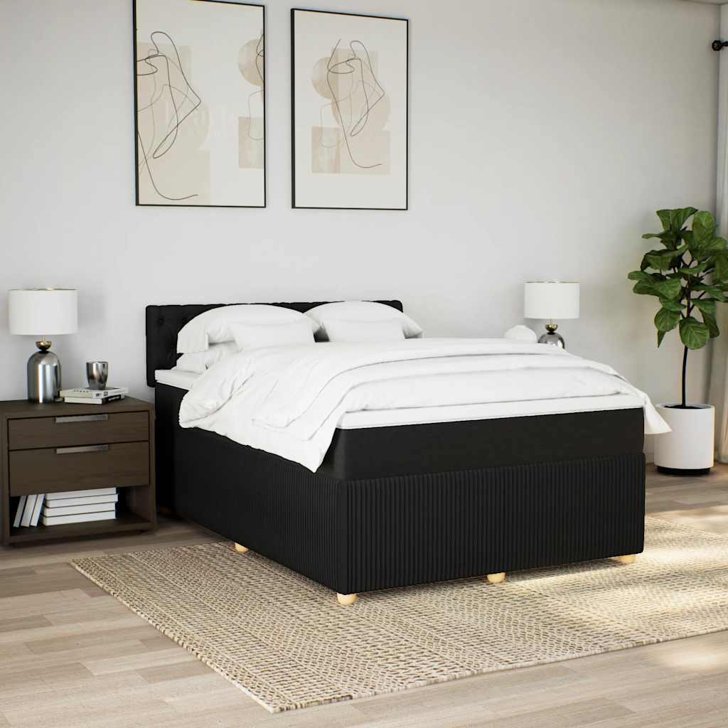 vidaXL Boxspring met matras stof zwart 140x190 cm afbeelding