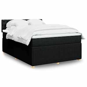 Box spring posteljni z vzmetnico črn 140x190 cm blago