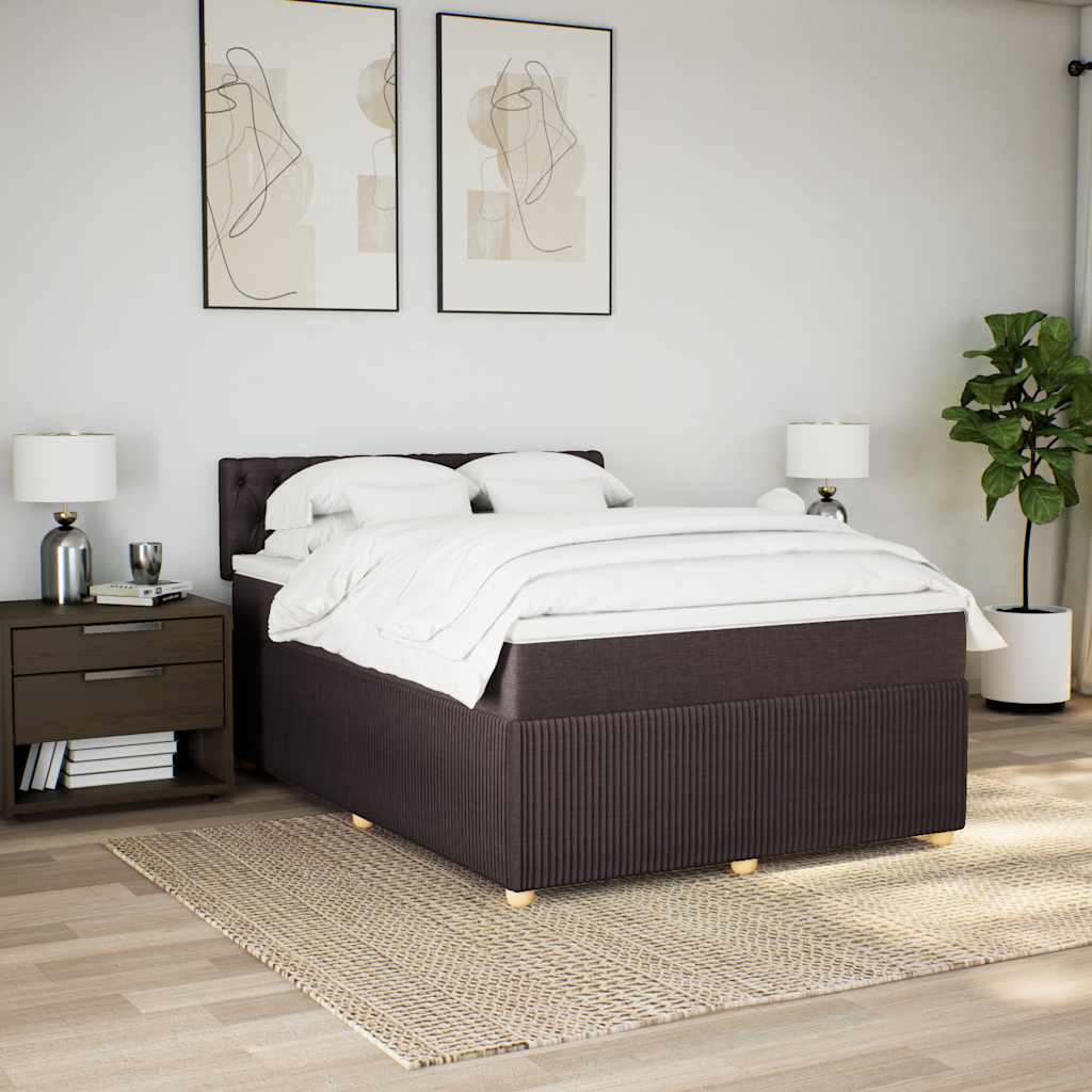 vidaXL Boxspring met matras stof donkerbruin 140x190 cm bruin, foto 2