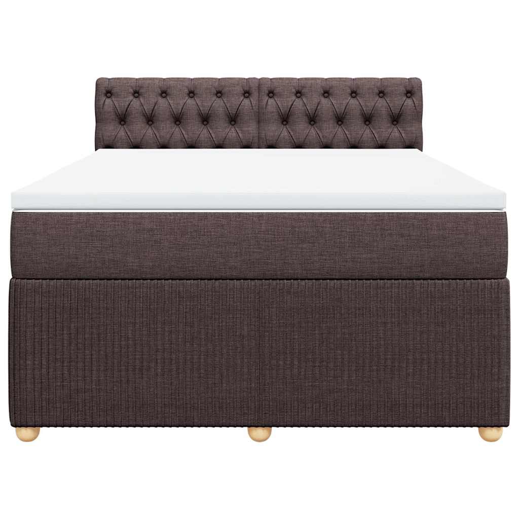 vidaXL Boxspring met matras stof donkerbruin 140x190 cm bruin, foto 4