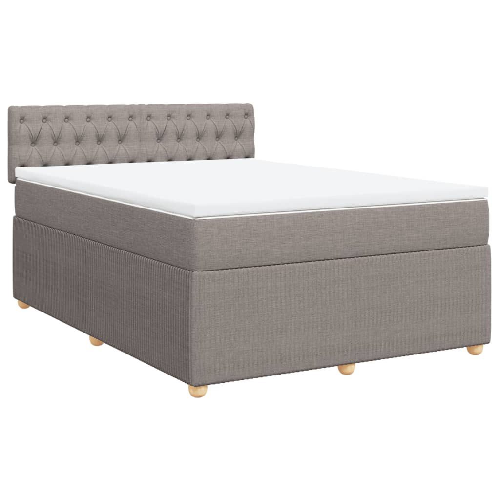 vidaXL Box spring postelja z vzmetnico taupe 140x190 cm blago