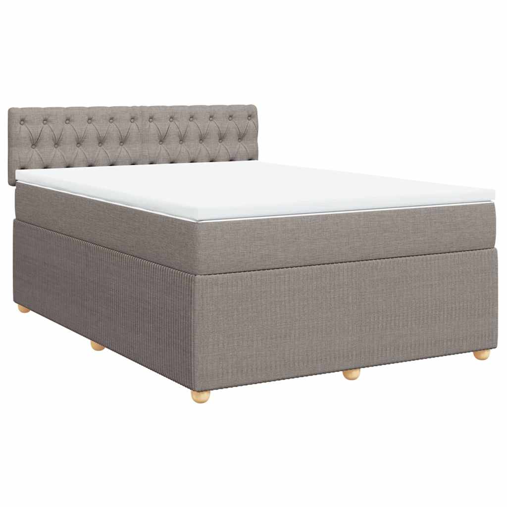 vidaXL Boxspring met matras stof taupe 140x190 cm, foto 3