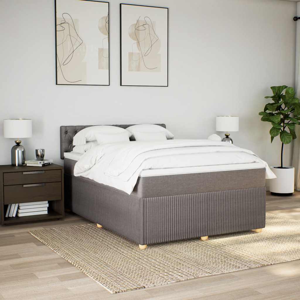 vidaXL Boxspring met matras stof taupe 140x190 cm afbeelding