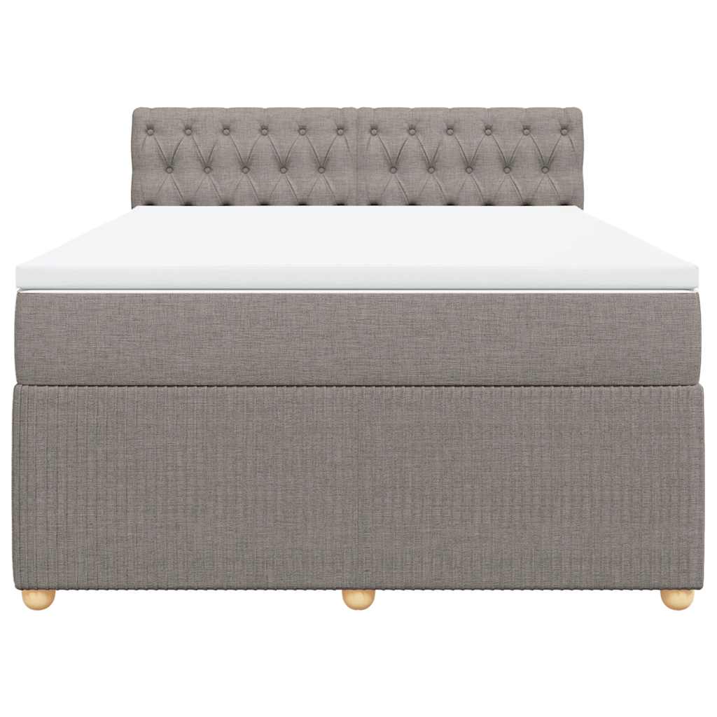 vidaXL Boxspring met matras stof taupe 140x190 cm, foto 4