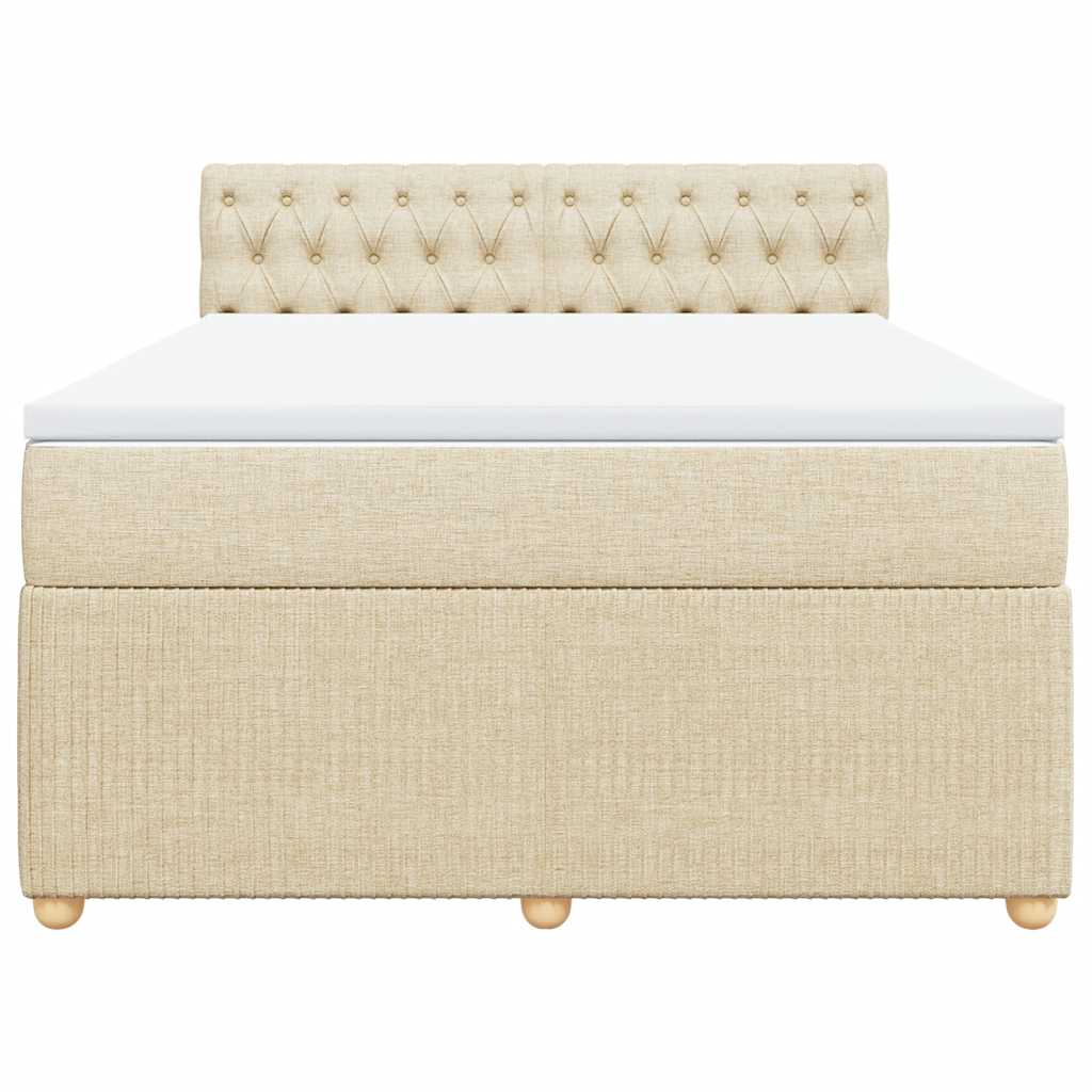 vidaXL Boxspring met matras stof crèmekleurig 140x190 cm, foto 4