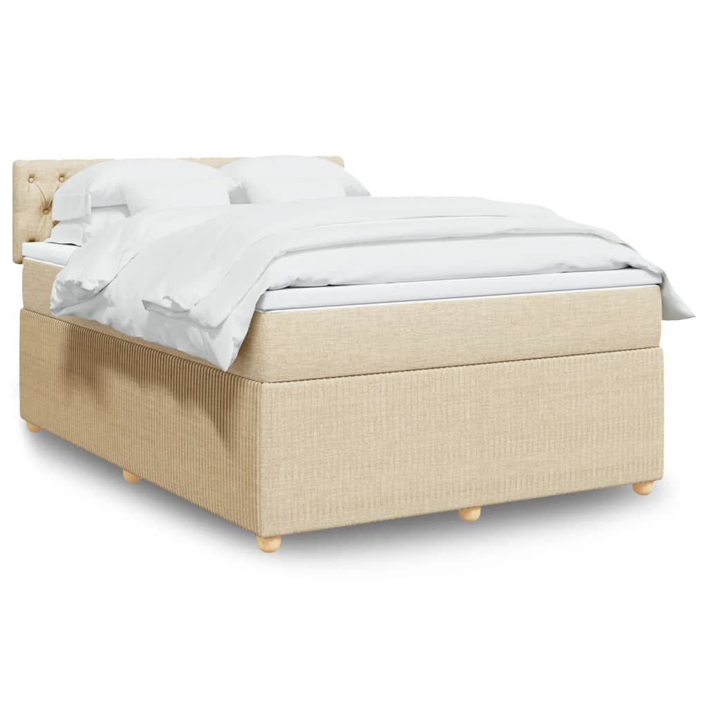 Boxspringbett mit Matratze Creme 140×190 cm Stoff