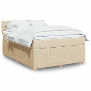 Box spring postelja z vzmetnico krem 140x190 cm blago